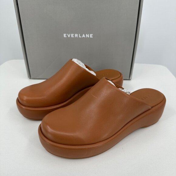 Everlane The Puffa Flatform in Brown Leather size 7 Women's Chunky Platform Clog - Picture 2 of 9